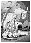  crop_marks crouton1335 dragon feline forest male rain scalie tiger tree 