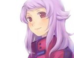  anew_returner celestial_being_uniform gundam gundam_00 jacket long_hair nori_senbei purple_hair red_eyes smile solo 