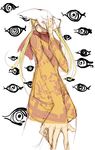  blonde_hair dress female final_fantasy final_fantasy_tactics helmet kazamidori_(lumq) kazamidory long_hair mask mime mime_(fft) open_mouth partially_colored solo white_background 