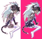  :{ alternate_costume animal_ears areolae arm_behind_back bell bell_collar big_hair blush bridal_gauntlets cat_ears cat_tail catboy closed_mouth collar commentary_request crossdressing dark_skin dark_skinned_male dress enmaided erection foreskin frown full_body gakuen_sousei_nekoten! garter_belt headdress jingle_bell kansuke_(nekoten!) long_hair looking_at_viewer maid maid_headdress male_focus monster_boy multicolored_hair multiple_views nipples otoko_no_ko penis red_collar shirou simple_background strap_gap sweatdrop tail thighhighs two-tone_background two-tone_hair two-tone_skin uncensored variations very_long_hair white_garter_belt white_hair white_legwear yellow_eyes 