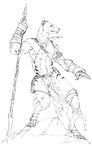  black_and_white brett_booth loincloth male monochrome polearm solo spear thylacine underwear 