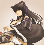  black_hair cat_ears catgirl choker female hair japanese_clothing kimono nabrinko solo sword warrior weapon 