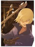  baccano! blonde_hair blue_eyes enami_katsumi gloves graham_spector jumpsuit looking_at_viewer male_focus official_art scan smile solo wrench 