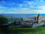 cityscape cloud day defensive_wall forest highres landscape mountain nature no_humans pixiv_fantasia pixiv_fantasia_5 scenery sky vdkingdom wall water 