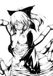  absurdres bad_hands bad_id bad_pixiv_id breasts fingernails greyscale highres insect_girl kurodani_yamame large_breasts licking monochrome monster_girl nanpuu nipples ponytail short_hair simple_background solo spider_girl tongue touhou 