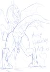  &lt;3 anus back_turned black_and_white dragon english_text from_behind looking_back male monochrome penis plain_background presenting raised_tail sketch solo text unknown_artist white_background wings 
