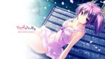  amahane_chiyoko breasts camisole cleavage dress highres looking_at_viewer medium_breasts off_shoulder propeller purple_eyes purple_hair refeia short_hair solo strap_slip sukima_zakura_to_uso_no_machi wallpaper 