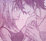  1boy 1girl blush breasts earring earrings fairy_tail gray_fullbuster jewelry long_hair lucy_heartfilia milady666 monochrome necklace open_mouth pendant short_hair simple_background 
