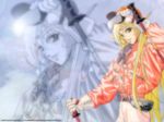  blonde_hair circlet deedlit elf gloves green_eyes pointy_ears record_of_lodoss_war smile wallpaper 