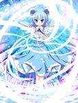  alternate_color alternate_element bad_id bad_pixiv_id blue_dress blue_eyes blue_hair blush cirno double_bun dress fujisaki_kaon mizu_cirno short_hair solo touhou water wings 