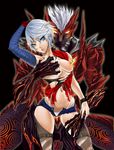  blue_eyes breast_squeeze breasts capcom clothed_sex cm_(pixiv1510128) cum dante devil_may_cry devil_may_cry_4 female genderswap hood hoodie male midriff nero nero_(devil_may_cry) nipples panties penis sex short_hair short_shorts shorts silver_hair thigh_strap torn_clothes unbuttoned underwear unzipped white_panties wristband 