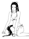  bikini greyscale kobayashi_(sidonia_no_kishi) long_hair mask monochrome side-tie_bikini sidelocks sidonia_no_kishi sitting solo swimsuit very_long_hair virtues white_background 