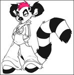  clothed cub female hair half-closed_eyes heterochromia holly_massey hoodie lemur long_tail mohawk pink_hair short_hair solo standing striped_tail tail toony zeriara_(character) 