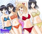  4girls amber_eyes arm arm_grab armpits arms arms_behind arms_behind_back arms_up bare_shoulders bikini black_hair blonde_hair blue_eyes blush breasts brown_eyes cleavage everyone friends happy long_hair looking_back midriff multiple_girls navel open_mouth sawachika_eri school_rumble serious short_hair short_twintails smile strapless strapless_bikini strapless_swimsuit suou_mikoto swimsuit takano_akira tsukamoto_tenma twintails yellow_eyes 