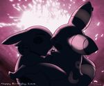  bell collar ear_markings eyes_closed face_markings fireworks kissing love markings pikachu pok&eacute;mon tom_smith umbreon 