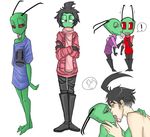  alien all_zim_art_needs_to_be_like_this cute dib gay human invader_zim long_shirt male mammal plain_background unknown_artist white_background zim 