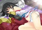  black_hair bow bow_panties closed_eyes detached_sleeves gintarou_(kurousagi108) lying no_pants on_side original panties shirt_slip sleeping solo underwear white_panties 