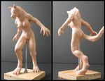  3d breasts canine female lycanthrope sculpture side_boob trevor_tang werewolf wolf 