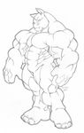  horns looking_at_viewer male muscles rhino sketch solo standing tkc2021 
