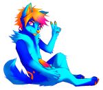  anthro blue canine dog falvie fionbri fur hindpaw male mammal neon_colors nude paws penis plain_background solo sparkledog tongue white_background 