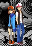  bag baseball_cap black_(pokemon) blue_eyes brown_eyes brown_hair english flat_chest genderswap hand_in_pocket hat jacket open_mouth oshawott pokemon pokemon_(game) pokemon_black_and_white pokemon_bw short_hair shorts sleeves_past_wrist sleeves_past_wrists small_breasts snivy tepig torn_clothes touko_(pokemon) touya_(pokemon) vest white_(pokemon) yache 