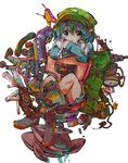  bad_id bad_pixiv_id bag blue_eyes blue_hair candy clock crossed_arms crossed_legs food gloves ground_vehicle hair_bobbles hair_ornament hat kawashiro_nitori lollipop screwdriver sitting solo test_tube touhou train water 