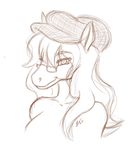  equine female glasses horse sarah-belle sketch solo tweed_cap twistedasylum white_background 