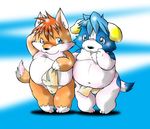  canine chibineco chubby dog duo female fox fundoshi mammal overweight underwear 