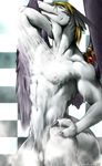  anthro dragon hair karabiner legendz male navel nipples ranshiin shower solo wings 