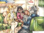  big_breasts black_hair blonde_hair blue_eyes breasts cabin canine female green_eyes grey hair male rodent shadowraine squirrel undressing wolf 
