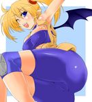  aq_interactive arcana_heart artist_request ass atlus blonde_hair blush breasts cameltoe cleavage examu lilica_felchenerow smile wings wink 