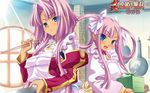  apron cooking copyright_name hikage_eiji koihime_musou multiple_girls official_art pink_hair sonken sonshoukou wallpaper 