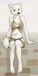  breasts canine chest_tuft coonkun dagger dog female katja knife midriff samoyed sitting skimpy solo weapon white 