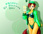  beer breasts canine corset female four_leaf_clover fox kenfoxx panties purple_eyes red_hair skimpy solo sonique st._patrick&#039;s_day underwear 