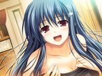  akatsuki_no_goei blue_hair cleavage close game_cg kanzaki_moe red_eyes tomose_shunsaku 