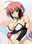  angel_wings blush breasts cleavage ikaros kikumikazuki large_breasts no_panties pink_hair sora_no_otoshimono wings 