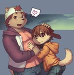  &hearts; anthro canine chubby clothing cute dog duo ears eyes hair hat hutoumei male mammal masaki mouth nose open_mouth overweight pants shirt tail 