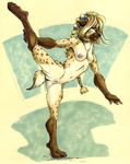  ayame_emaya balancing bound breasts female flexible front_pussy hyena jasmine nude pose pussy solo spreading 
