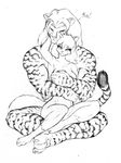  beowulf_kennedy cat couple feline female male nude protective sketch snuggling straight tame tiger 
