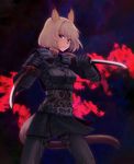  animal_ears blonde_hair blue_eyes cat_ears cat_tail dagger dual_wielding final_fantasy final_fantasy_xi highres holding mithra ninja ninja_(final_fantasy) short_hair solo tail takatsuki_kahiro weapon 