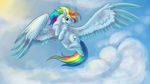  equine female feral friendship_is_magic hooves horse malek-monster mammal my_little_pony pegasus rainbow rainbow_dash_(mlp) smile solo sun wings 