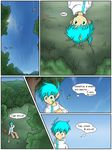  blue_eyes blue_hair clothed clothing comic dialogue forest hair human male outside pants russian_text shirt shoes short_blue_hair short_hair solo sword tom_fischbach trace_(twokinds) tree twokinds weapon 