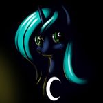  blue_hair crescent_moon equine female feral friendship_is_magic green_eyes hair horn horns horse kloudmutt long_hair looking_at_viewer mammal moon my_little_pony necklace pony princess_luna_(mlp) reflection short_hair smile solo sparkles unicorn 