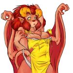  blush breasts female gargoyle lips miranda_leigh red red_hair solo torn_clothing transformation wide_hips wings 