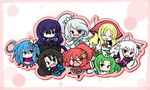  animal_ears black_hair blonde_hair blue_hair blush bow chain fang flower green_eyes green_hair grey_hair hair_flower hair_ornament hair_ribbon highres horns long_hair multiple_girls pink_eyes pixiv_fantasia pixiv_fantasia_5 purple_eyes purple_hair red_hair ribbon side_ponytail white_hair yanagi_(nurikoboshi) yellow_eyes 