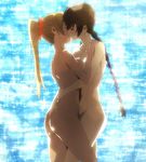  absurdres ass ass_grab asymmetrical_docking beach blush braid breast_press breasts brown_hair busujima_saeko closed_eyes dimples_of_venus grabbing_another's_ass groping highres highschool_of_the_dead hug kiss large_breasts legs miyamoto_rei multiple_girls non-web_source nude ponytail purple_hair screencap sparkle stitched third-party_edit twin_braids yuri 