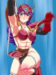  abs armor bad_id bad_pixiv_id bikini_armor blue_eyes breasts cleavage dragon_quest dragon_quest_iii elbow_gloves gloves helmet huracan large_breasts muscle purple_hair soldier_(dq3) solo sword weapon 