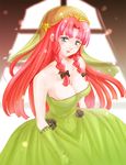  aira_(endless5515) alternate_costume bare_shoulders black_flower black_rose blue_eyes braid breasts cleavage commentary_request dress flower gloves hair_ribbon hong_meiling large_breasts long_hair red_hair ribbon rose solo star touhou twin_braids veil wedding_dress 