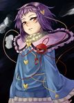  blouse blue_blouse capelet hairband heart komeiji_satori night pink_skirt purple_hair red_eyes scarf short_hair skirt solo third_eye touhou upper_body white-aster wind 