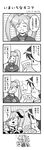  1girl :3 animal_costume animal_ears bad_id bad_pixiv_id comic date_pun dog_costume dog_ears greyscale highres imaichi_moenai_ko interview kobe_shinbun monochrome number_pun pun school_uniform sleeves_past_wrists tokishiro_megumi translated twintails 